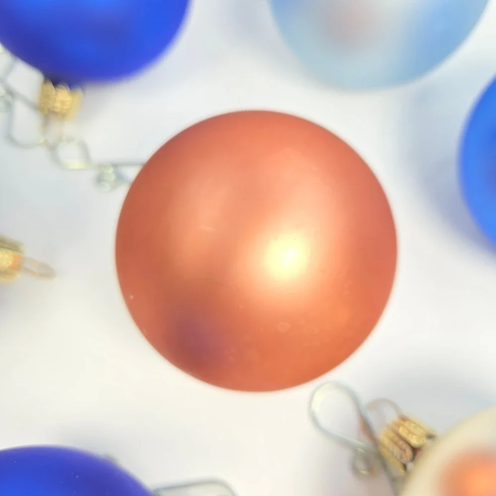 Vintage S & H Germany Kurt Adler Frosted Pearlized Christmas Ball Ornaments‎ Box
